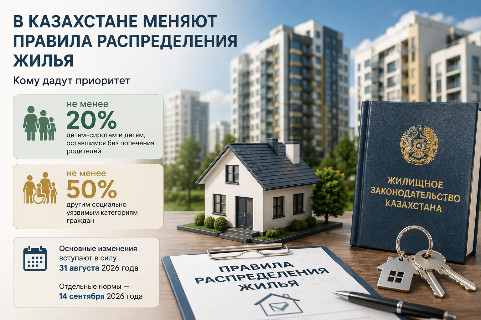 В Казахстане меняют правила распределения жилья: кому дадут приоритет
